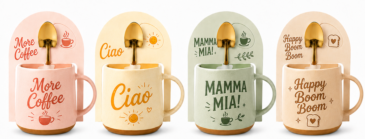 Custom ceramic mug and spoon gift sets