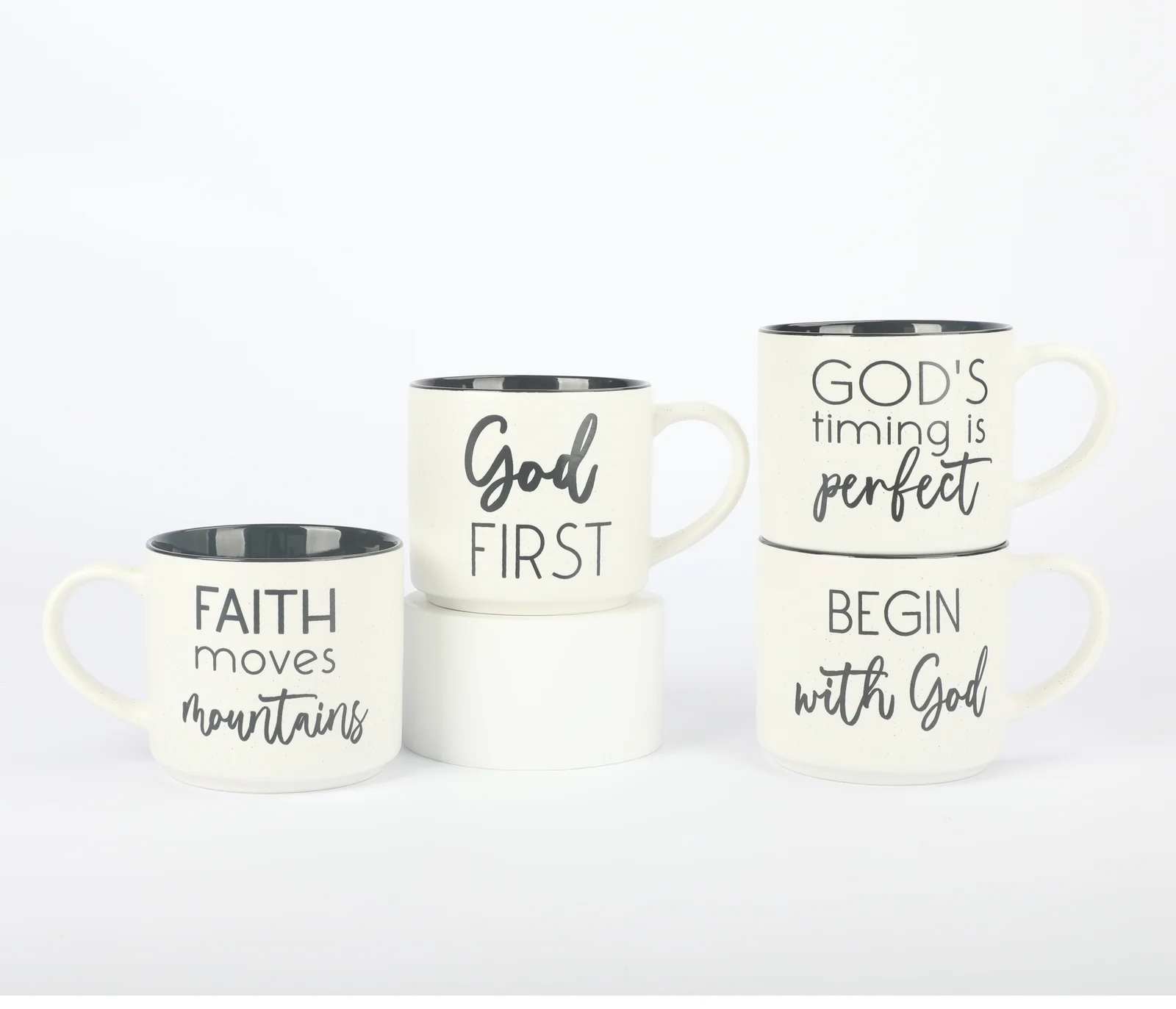 Black God and faith quote ceramic mug collection