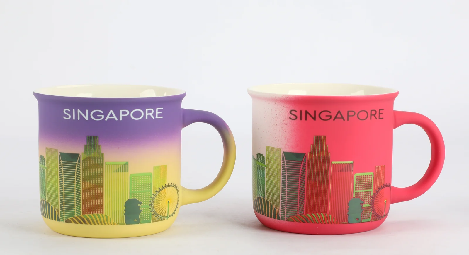 Singapore skyline ceramic souvenir mug with soft-touch finish