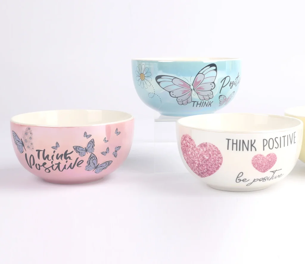 Large Positive Quote Ceramic Salad Bowl