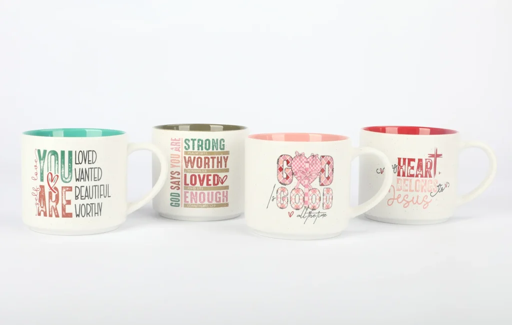Popular items-Christian speckled ceramic mug with inspirational bible verse design